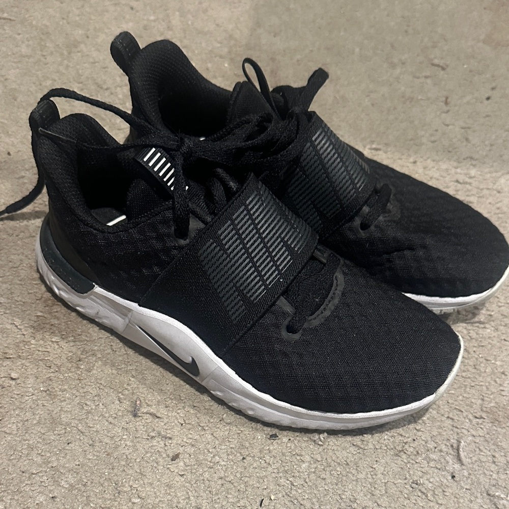 Nike Black and White Slip-On Athletic Sneakers with Midfoot Strap